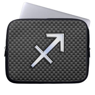 Sagittarius Zodiac Sign Carbon Fibre Style Laptop Sleeve