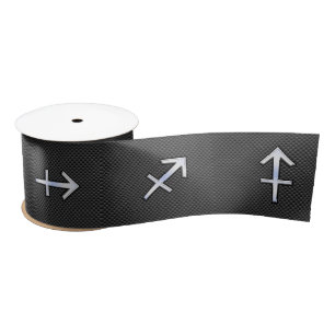 Sagittarius Zodiac Sign Carbon Fibre Style Satin Ribbon