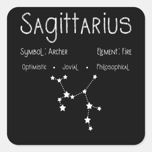 Sagittarius Zodiac Sign Constellation Astrology Square Sticker (Front)