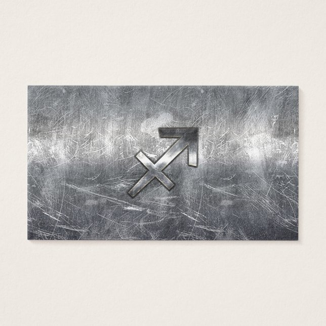 Sagittarius Zodiac Sign Distressed Steel (Front)