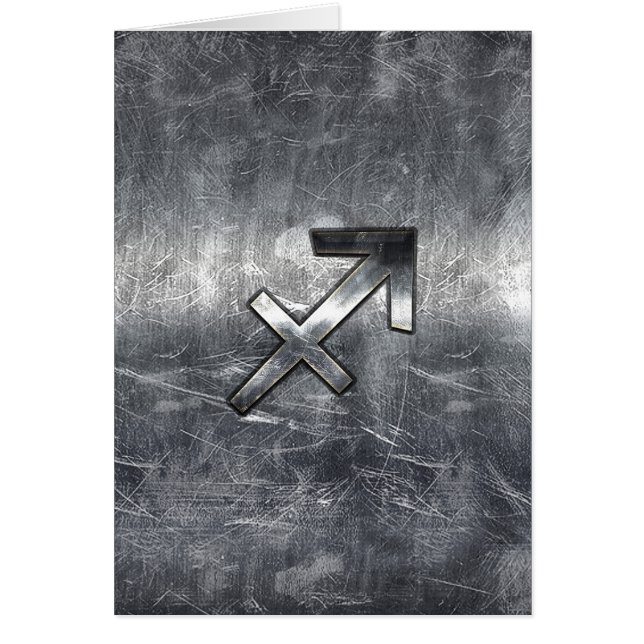 Sagittarius Zodiac Sign Distressed Steel (Front)