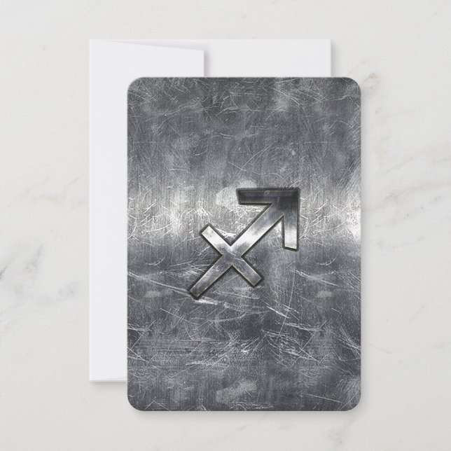 Sagittarius Zodiac Sign Distressed Steel (Front)