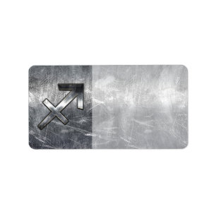 Sagittarius Zodiac Sign Distressed Steel Label
