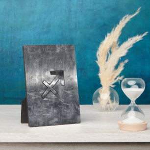 Sagittarius Zodiac Sign Distressed Steel Plaque