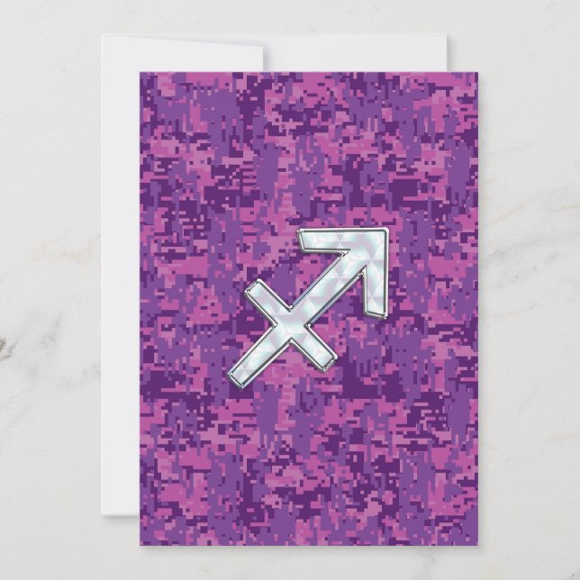 Sagittarius Zodiac Sign Fuchsia Digital Camouflage (Front)