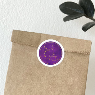 Sagittarius Zodiac Sign Gold Foil Constellation  Classic Round Sticker