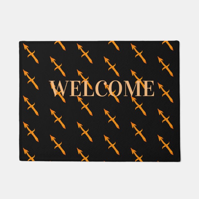 Sagittarius Zodiac  Sign  Golden Symbol Doormat (Front)