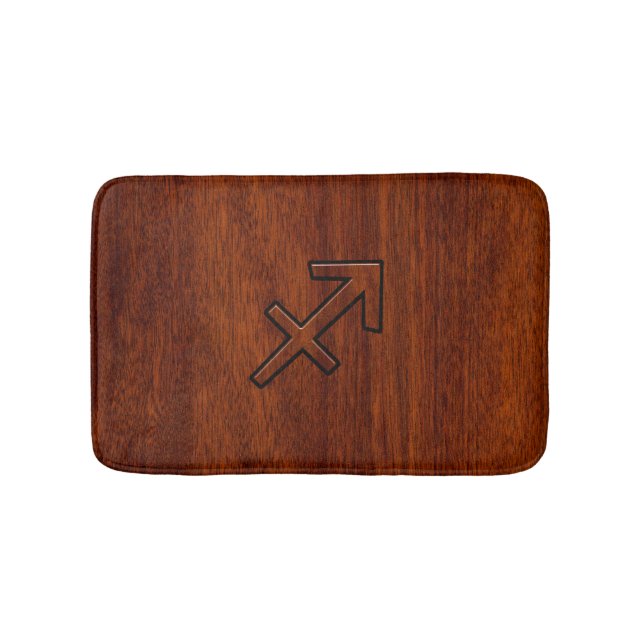 Sagittarius Zodiac Sign in Mahogany Brown Style Bath Mat (Front)