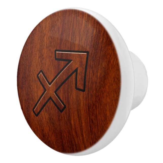 Sagittarius Zodiac Sign in Mahogany Brown Style Ceramic Knob (Right)