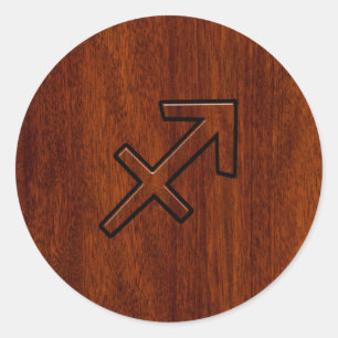 Sagittarius Zodiac Sign in Mahogany Style Classic Round Sticker