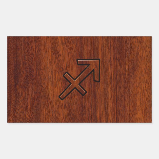Sagittarius Zodiac Sign in Mahogany Style Rectangular Sticker (Front)