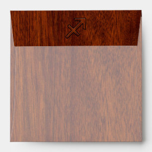 Sagittarius Zodiac Sign in Mahogany Wood Style Envelope