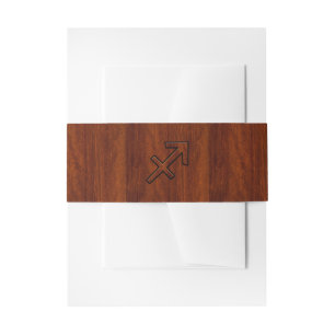 Sagittarius Zodiac Sign in Mahogany Wood Style Invitation Belly Band