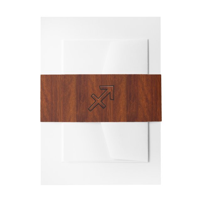 Sagittarius Zodiac Sign in Mahogany Wood Style Invitation Belly Band (Front Example)