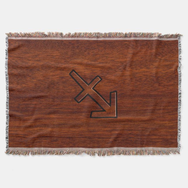 Sagittarius Zodiac Sign in Mahogany Wood Style Throw Blanket (Front)