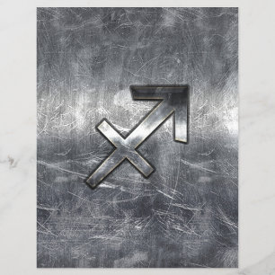 Sagittarius Zodiac Sign in Silver Steel look Flyer