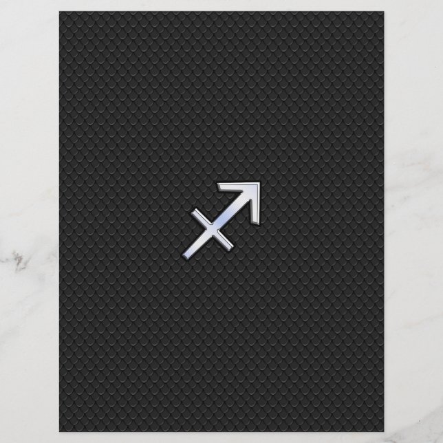 Sagittarius Zodiac Sign on Black Snake Skin Decor (Front)