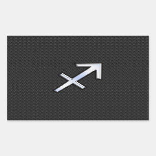 Sagittarius Zodiac Sign on Black Snake Skin Decor Rectangular Sticker
