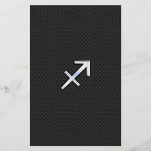 Sagittarius Zodiac Sign on Black Snake Skin Decor Stationery