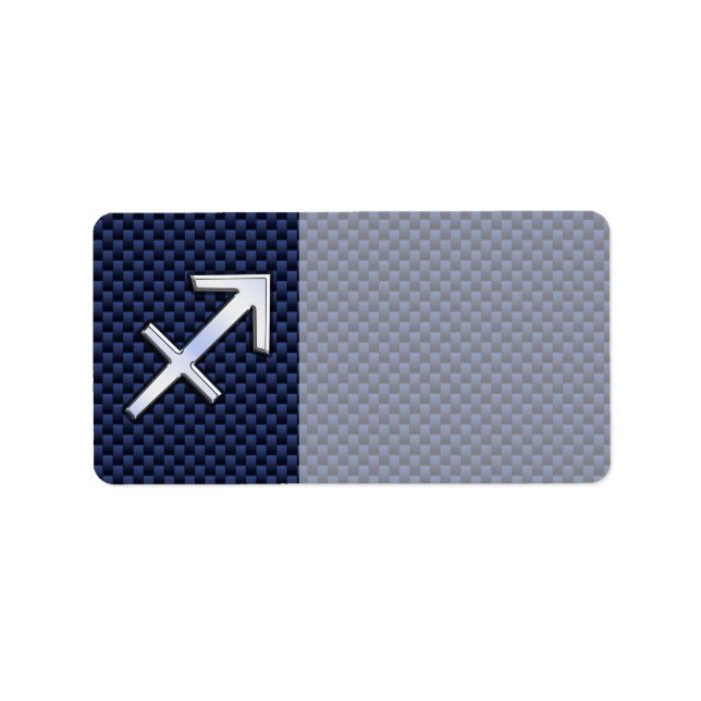 Sagittarius Zodiac Sign on Blue Carbon Fiber Print Label (Front)