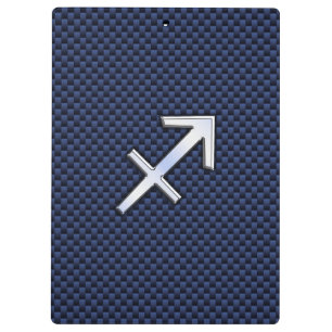 Sagittarius Zodiac Sign on Blue Carbon Fiber Style Clipboard
