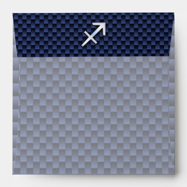 Sagittarius Zodiac Sign on Blue Carbon Fibre Decor Envelopes (Back (Top Flap))