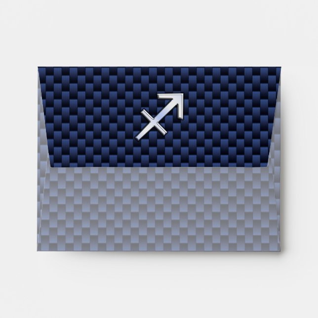 Sagittarius Zodiac Sign on Blue Carbon Fibre Decor Envelopes (Back (Top Flap))
