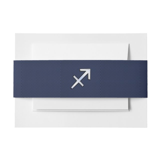 Sagittarius Zodiac Sign on Blue Carbon Fibre Decor Invitation Belly Band (Front Example)