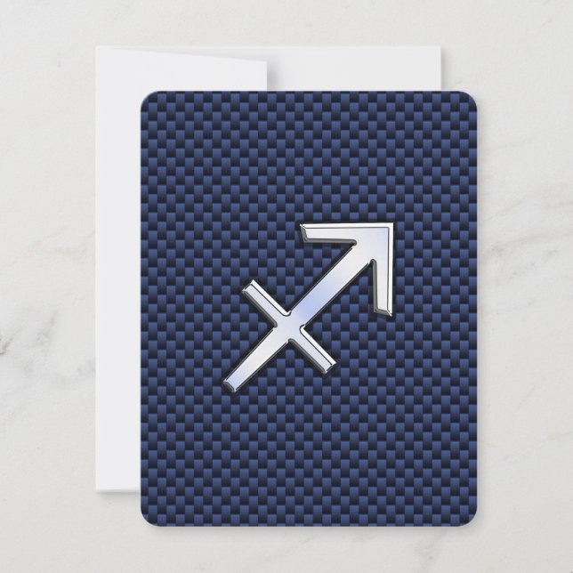Sagittarius Zodiac Sign on Blue Carbon Fibre Print (Front)