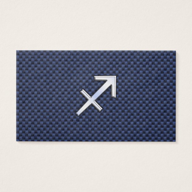Sagittarius Zodiac Sign on Blue Carbon Fibre Print (Front)