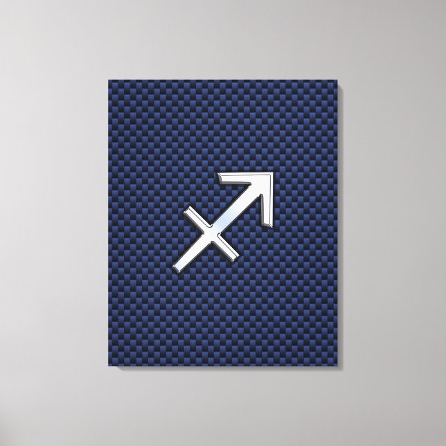 Sagittarius Zodiac Sign on Blue Carbon Fibre Print (Front)