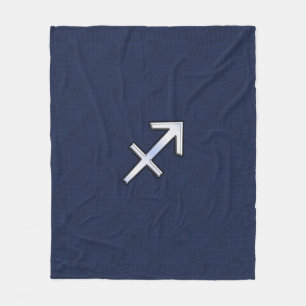 Sagittarius Zodiac Sign on Blue Carbon Fibre Print Fleece Blanket