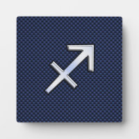 Sagittarius Zodiac Sign on Blue Carbon Fibre Print