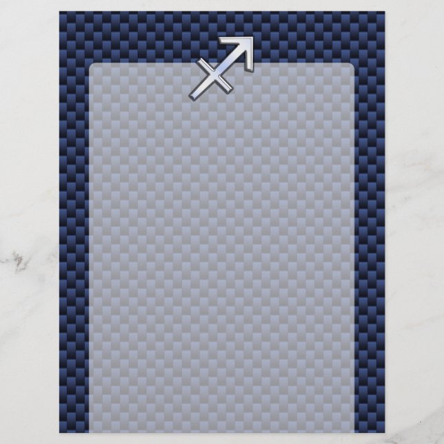 Sagittarius Zodiac Sign on Blue Carbon Fibre Style (Front)