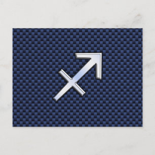 Sagittarius Zodiac Sign on Blue Carbon Fibre Style Postcard