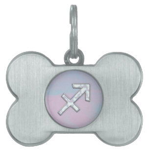 Sagittarius Zodiac Sign on Mother of Pearl Decor Pet Tag
