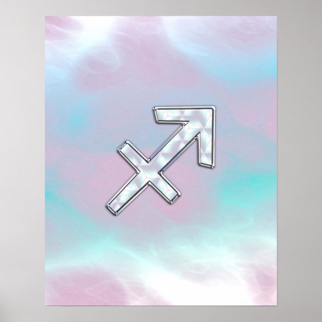 Sagittarius Zodiac Sign on Mother of Pearl Style (Front)