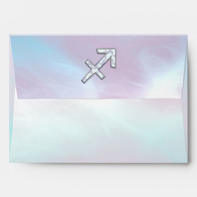 Sagittarius Zodiac Sign on Mother of Pearl Style Envelopes (Back (Top Flap))