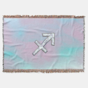 Sagittarius Zodiac Sign on Mother of Pearl Style Throw Blanket