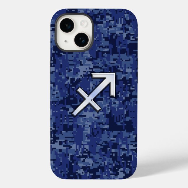 Sagittarius Zodiac Sign on Navy Camo Case-Mate iPhone Case (Back)