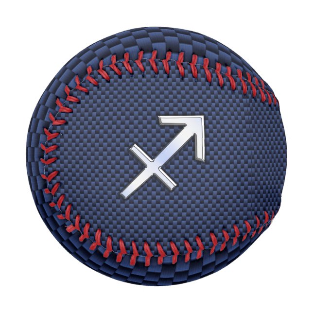 Sagittarius Zodiac Sign on Navy Carbon Fibre Print Baseball (Front Left)