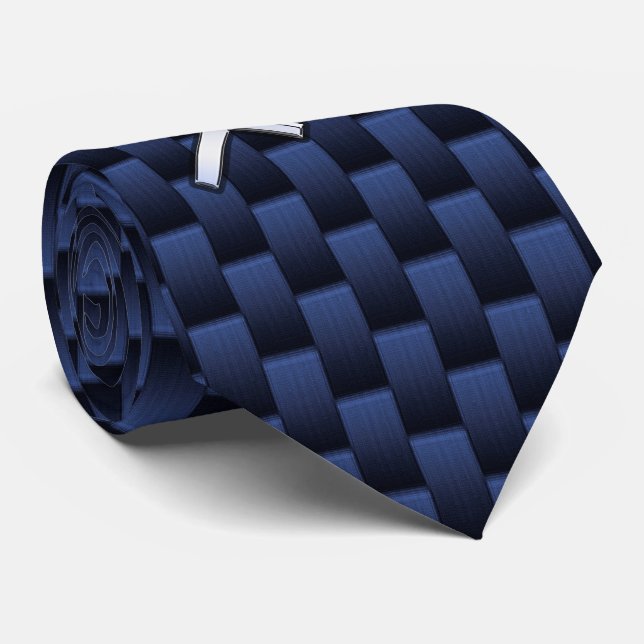 Sagittarius Zodiac Sign on Navy Carbon Fibre Print Tie (Rolled)