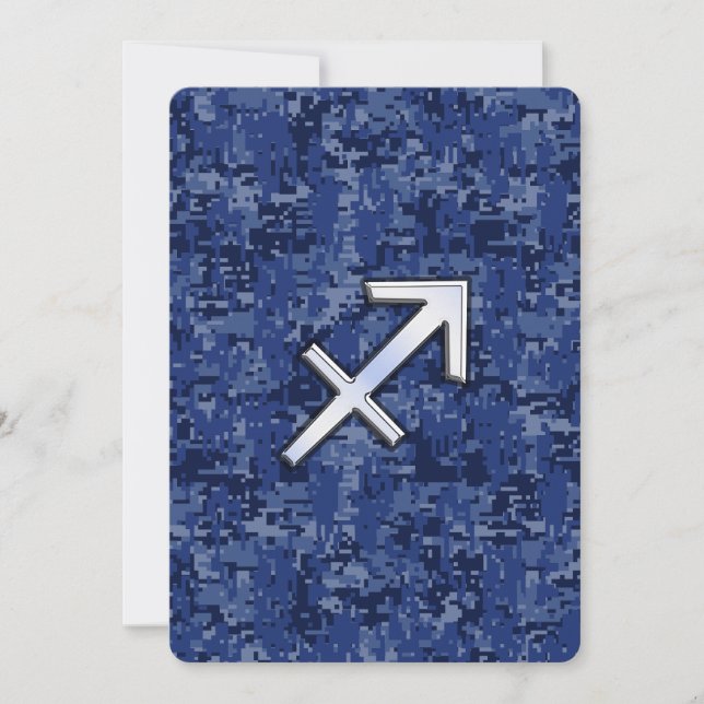 Sagittarius Zodiac Sign on Navy Digital Camo (Front)