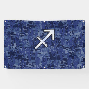 Sagittarius Zodiac Sign on Navy Digital Camouflage