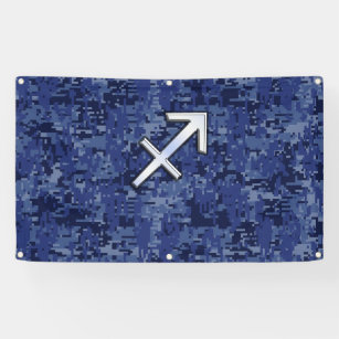 Sagittarius Zodiac Sign on Navy Digital Camouflage
