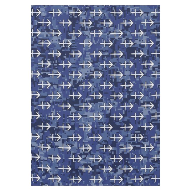 Sagittarius Zodiac Sign on Navy Digital Camouflage Tablecloth (Front)