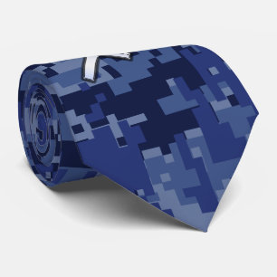 Sagittarius Zodiac Sign on Navy Digital Camouflage Tie