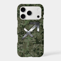 Sagittarius Zodiac Sign on Olive Woodland Camo