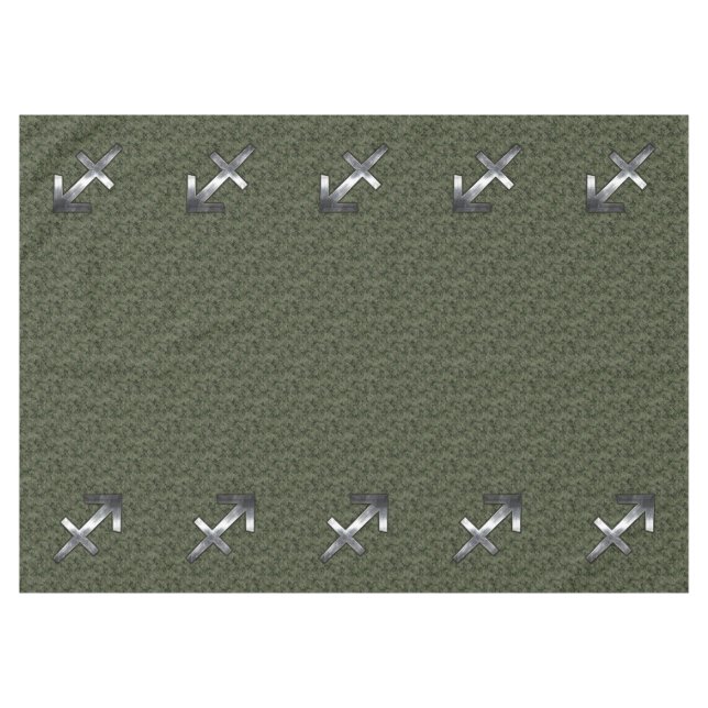 Sagittarius Zodiac Sign on Woodland Camouflage Tablecloth (Front (Horizontal))