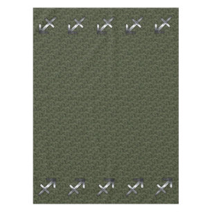 Sagittarius Zodiac Sign on Woodland Camouflage Tablecloth